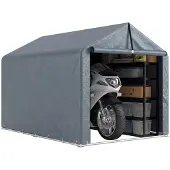 Outsunny Tuinopbergtent-PE, Gegalvaniseerd Staal-162L x 221,5B x 163H cm-Donkergrijs