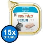 Almo Nature 15x HFC - Kattenvoer Natvoer Kuipje - Gesteriliseerd Complete - Kabeljauw - 85g