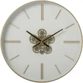 J-Line Wandklok - ijzer - wit/goud - small