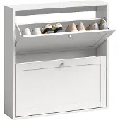 HOMCOM Flip-down Shoe Cabinet-MDF-80 x 20 x 84 cm-Weiß