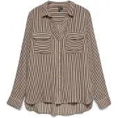 Vero Moda Blouse 'VMBumpy' chocoladebruin / wit