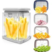 Dnntunk 4-In-1 Frietsnijder - Aardappelsnijder - Uiensnijder - Uitgerust Met 4 Messen