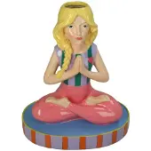 HD Collection Vaas Yoga Lady Roze Blauw Polyresin 21,5x13x25cm