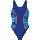 Speedo - Kid's Hyperboom Splice Muscleback Swimsuit - Badpak 152, blauw