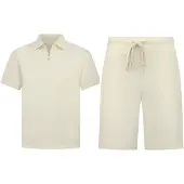 Enos Zomerset ribbed oversized polo shirt en korte broek