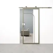 Barnwoodweb Schuifdeur staal en glas Arc olijfgrijs