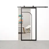 Barnwoodweb Schuifdeur staal en glas Arc zwart