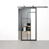 Barnwoodweb Schuifdeur staal en glas Double Arc grijsblauw