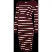 Mamalicious gebreide gestreepte zwangerschaps- en voedingjurk - donkerrood Dames Viscose Col - maat L
