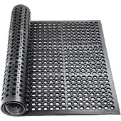ANRO Rubberen Deurmat Zwart 90x150cm – Ringmat Honingraatmat Antislip Buiten Rubbermat Schoonloopmat