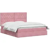 vidaXL LED Opslagbed met Matras Roze 200 x 200 cm Fluweel