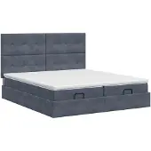 vidaXL Ottoman bed met matras en hoofdeinde, 2 stuks, donkergrijs, fluweel