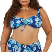 Brave Soul Bikinitop met bloemenprint voor dames (Blauw/Wit)