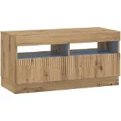 vidaXL LED tv-meubel HOORN 3 st Artisanaal eiken Bewerkt hout