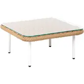 Beliani BAUCINA - Tuinsalontafel - Lichtbeige/Wit - Staal