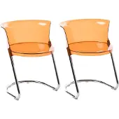 Beliani OSHKOSH - Set van 2 eetkamerstoelen - Oranje - Synthetisch