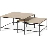 Vicco Salontafel set Ramio, Eiken/Zwart, 80 x 80 cm 2 delen