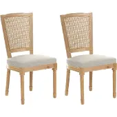 Beliani BONANZA - Eetkamerstoel set van 2 - Lichtbruin/Beige - Stof