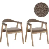 Beliani ONECO - Eetkamerstoel set van 2 - Taupe/Lichtbruin - Rubberhout