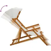 vidaXL Ligstoel, 3 standen, massief eucalyptus hout, crème kleur