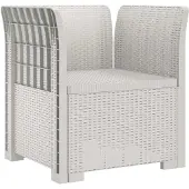 vidaXL Eén-zits Fauteuil met Kussens Rieten Look PP Wit