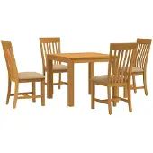 vidaXL Eetset, 5 stuks, beige, massief eikenhout