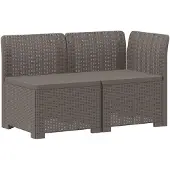 vidaXL 2-Zits Tu bank met Kussens Rattan Look 2-zits PP Lichtgrijs