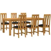 vidaXL Eetset, 7-delig, zwart, massief eikenhout