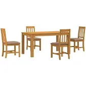 vidaXL Eetset, 5 stuks, grijs, massief eikenhout