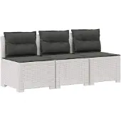 vidaXL 3-Zits Tu bank met Kussens Rattan Look 3-zits PP Wit