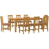 vidaXL Eetset, 9 stuks, grijs, massief eikenhout