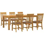 vidaXL Eetset, 7-delig, grijs, massief eikenhout
