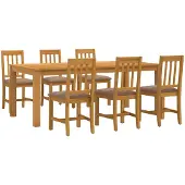 vidaXL Eetset, 7-delig, grijs, massief eikenhout