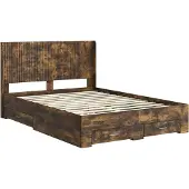 vidaXL Bedframe met opbergruimte en hoofdbord Gerookt eiken