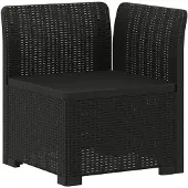 vidaXL Eén-zits Tuin Sofa met Kussen Rieten Look PP Antraciet