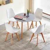Sonstiges Essgroep: Ronde keukentafel met 4 stoelen, grijs/wit, 80 cm