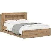 vidaXL Bedframe met opbergruimte en hoofdbord Artisanaal eiken