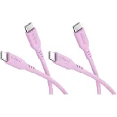 Goobay Set of 2 USB-C silicone cables, 1.5 m, pink