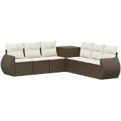 vidaXL Bankstel 7 st Bruin en Crème Wit 243 x 243 x 85 cm