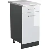 Vicco Keukenonderkast R-Line, Wit Hoogglans/Antraciet, 40 cm marmer werkblad