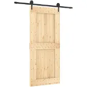 vidaXL Schuifdeur Naturel en Zwart 90 x 210 cm Massief Pine Hout