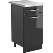 Vicco Keukenonderkast R-Line, Antraciet Hoogglans/Antraciet, 40 cm marmer werkblad