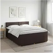 vidaXL Boxspringbed met matras Donkerbruin 140 x 190 cm Stof
