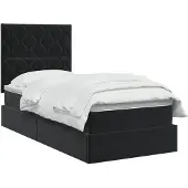 vidaXL LED-bed met matras, zwart, 100 x 200 cm, fluweel
