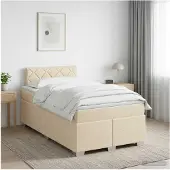 vidaXL Boxspringbed met matras, crème kleur, 120 x 190 cm, gestoffeerd