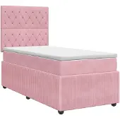 vidaXL Boxspringbed met matras Roze 100 x 200 cm Fluweel