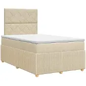 vidaXL Boxspringbed met matras Crèmekleurig 120 x 190 cm Stof