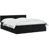 vidaXL Ottoman bed met matras met hoofdeinde 2 st Zwart Fluweel
