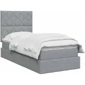 vidaXL LED-bed met opbergruimte en matras, lichtgrijs, 90 x 200 cm, met stoffen bekleding