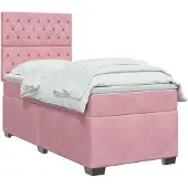 vidaXL Boxspringbed met matras en hoofdeinde, roze, 80 x 200 cm, fluweel